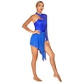 thumbnail image 2 of Aislor Robe de Danse Lyrique pour Femmes une Épaule Manches Longues Dentelle Maille Robe de Patinage Royal Bleu S, 2 of 7