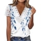 thumbnail image 1 of Tops de Manga Corta Cuello en V para las Mujeres Plegar Impreso Botón Abajo Blusa de Verano Casual, Tops de Verano de las Mujeres Cuello en V con Mangas Cortas, 1 of 5