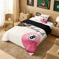 thumbnail image 2 of Erosebridal Leopard & Pink 8 Ball Print Twin Comforter Sets, Sports Monogram Bedding Set for Girls, Black Reversible 2 Pieces, 1 Comforter and 1 Pillowcase, 2 of 6