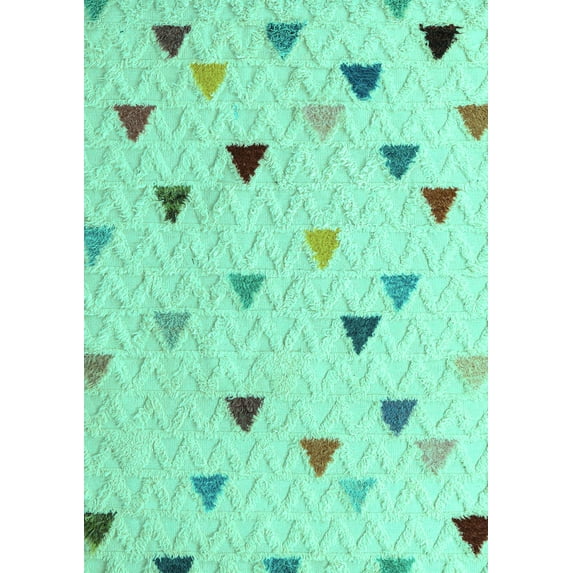 Ahgly Company Machine Washable Indoor Rectangle Solid Turquoise Blue Modern Area Rugs, 5' x 8'