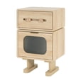 thumbnail image 3 of Christopher Knight Home Robot Side Table with Frosted Glass Door, Hidden Drawer & Elevated Base, Natural, 3 of 9