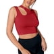 thumbnail image 1 of Correr camisetas sin mangas para las mujeres Sexy Hollow Sin mangas Cuello redondo Color sólido Tirantes Tight Slim Slim Backless Chaleco Body Shaping Ropa interior (Red, M), 1 of 6