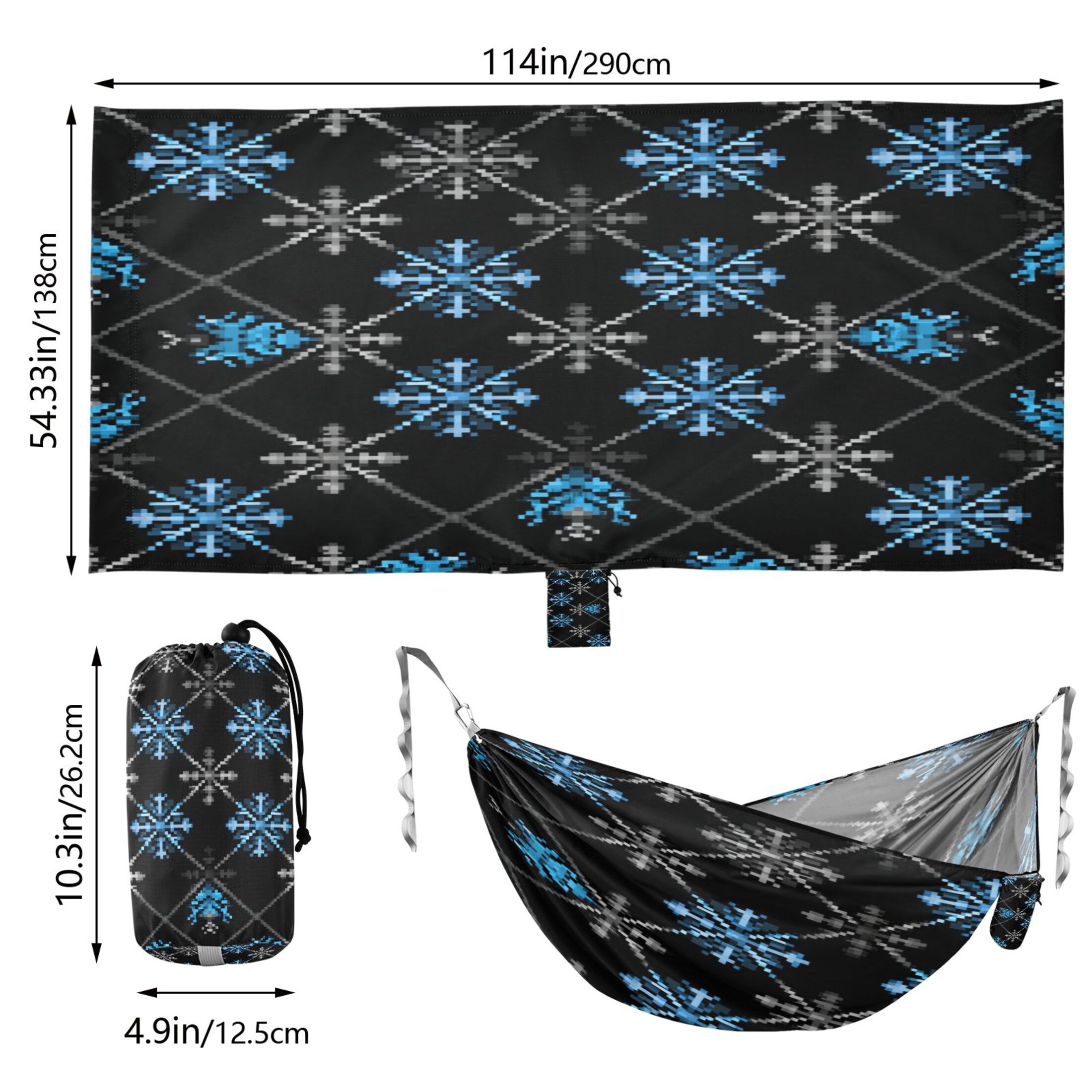 Hammock Camping Hammock Nylon Portable Hammock Travel Camping Hammock Beautiful Blue Snowflake