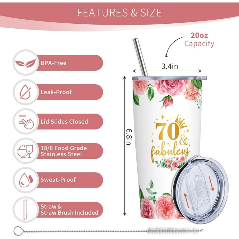 Crisky 70th Birthday Gifts For Women Friends Wine Tumbler Funny Ideas Gifts For Best Friend/Friends/Wife/Mom/Sister/Her 12oz Unicorn Vacuum Insulated