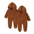 thumbnail image 1 of Kovlvoll 2pc Newborn Baby Clothes Fuzzy Fleece Rompers Zipper Hooded Long Sleeve Solid Color Keep Warm Infant Jumpsuit, 1 of 7