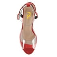 thumbnail image 4 of FSJ Women Sexy Peep Almond Toe Transparent Strap Sandals Platform Buckle Stiletto High Heels Party Banquet Date Shoes Size 9.5 Red, 4 of 5