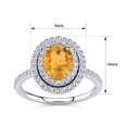 thumbnail image 4 of SuperJeweler 1 1/2 Carat Oval Shape Citrine and Double Halo Diamond Ring In Sterling Silver For Women, 4 of 5