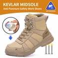 thumbnail image 3 of XQJ Men's Steel Toe Work Boots, Comfortable Lightweight Industrial Construction Shoes, Durable High Top Safety Boots - Beige - Size 8.5, 3 of 8
