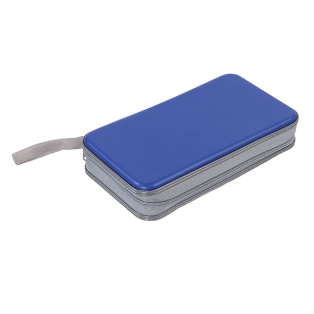 Kearding Organizador de almacenamiento de CD portátil - Estuche en línea de PP con soporte a prueba de polvo Caja de disco DVD Cremallera Almacenamiento y organización del hogar Azul 80 piezas