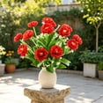 thumbnail image 4 of Cemetery Flowers for Grave Artificial Memorial Flowers for Gravesite 17.7" Red Silk Peonies Fake Hydrangea Flowers Bouquet Faux Floral Arrangements for Outdoor Decor Kitchen Table Wedding, 4 of 7