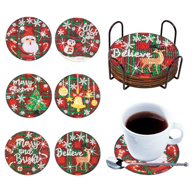 Posavasos Wdftyju artesanales con pintura de diamantes forma especial de perro hombre de jengibre calabaza 6/8 Uds