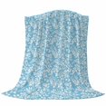 thumbnail image 6 of Blue Spring Floral Blanket Soft Cozy Warm Throw Blanket for Couch, Plush Fuzzy Flannel Fleece Blankets for Sofa, Farmhouse Flowers Elegant Pastoral Bed Blankets Lightweight Gifts for Women, 50"x60", 6 of 9