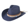 thumbnail image 2 of Sombrero Fedora Trilby de paja para mujer, sombrero para el , ala grande para exteriores, Anti- Azul Colcomx Sombrero de paja para el sol, 2 of 8