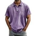 thumbnail image 1 of Adult Polos for Men Short Sleeve Button Tee Shirt Basic Purple Mens Clothes, 1 of 4