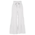 thumbnail image 5 of Womens High Waisted Palazzo Pants Solid Front Self Tie Knot Cotton Linen Wide Leg Pants Boho Beach Flowy Trousers, 5 of 7
