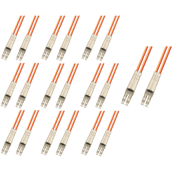 4 Meter Multimode Duplex Fiber Optic Cable (50/125) - LC to LC - Orange - 10 Pack