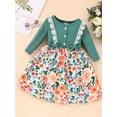 thumbnail image 2 of GXFC Little Girls Fall Dress Clothes 3T 4T 5T 6T 7T Kids Girls Long Sleeve Flower Print A-line Dress Spring Autumn Dress Clothing for Children Girls, 2 of 9