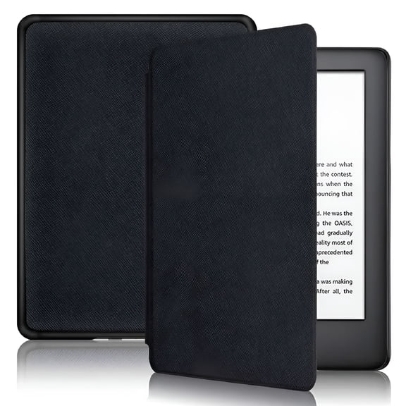 GJX Magnetic Case for Kindle Paperwhite 1 2 3 5th 6th 7th Gen, Premium Leather Protective Cover with Auto Sleep Wake, Shockproof Shell for Travel Reading, Black