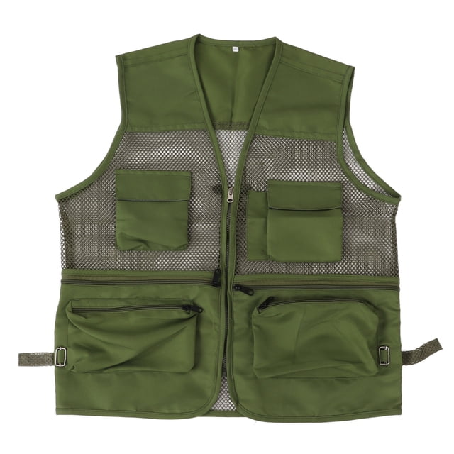 Chaleco militar Chaleco de pesca de malla multibolsillo transpirable duradero para actividades al aire libreXXL Verde militar