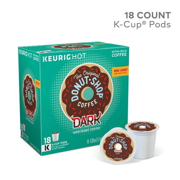 The Original Donut Shop Dark K-Cup Coffee Pods, Dark Roast, 18 Count for Keurig Brewers