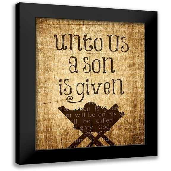 Hogan, Melody 12x14 Black Modern Framed Museum Art Print Titled - Christmas Unto Us Manger