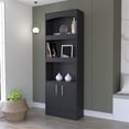 thumbnail image 2 of FM FURNITURE Durango Bookcase Double Door Cabinet Engineered Wood Black, 2 of 7