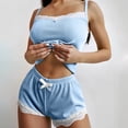 thumbnail image 4 of Pajama Sets for Women 2 Piece Ladies' Summer Lace Camisole Pajamas Shorts Two-Piece Set Casual Home Wear Blue Xl, 4 of 7