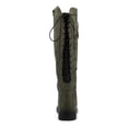 thumbnail image 4 of YDN Women's Chunky Low Heel Lace Up Knee High Boots Side Zipper Round Closed Toe Flat Long Booties Daily Walking Casual Shoes Size 7 Olive, 4 of 5