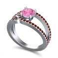 thumbnail image 2 of 2.50 Ct Round Shape Pink Sapphire & Garnet Gemstone New Wedding Ring for Fiancee Solid 14K White Gold Size 6.5 by Diamond-Capitals, 2 of 8