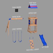 Backyard Discovery Bay Pointe Cedar Wood Swing Set, Slide, Play Deck, Rock Wall Ladder