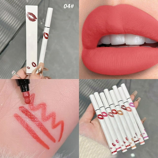 WIFKLSIIPG Crayon à Lèvres Liquide Longue Tenue 0.6ml Crayon à Lèvres Liquide Marqueur de Teintures à Lèvres 2 en 1 Rouge à Lèvres Séchage Rapide Longue Durée Rouge à Lèvres Liquide