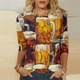 thumbnail image 2 of DeHolifer Womens Tops Oktoberfest 3/4 Sleeve Crewneck Print Casual Blouses Graphic Basic Tees T-Shirts Yellow 2XL, 2 of 4