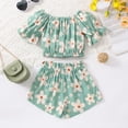 thumbnail image 4 of XIYNBAOK Kids Clothing Sets Cute Outfit 70s Outfits for Kids Teen Shirts and Shorts for Girls 10-12 Baby Neutral Clothes 6 Year Old Girl Clothes, Green 2-3 Years, 4 of 7