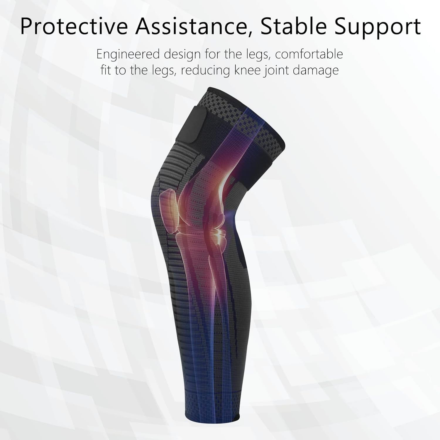 Hautllaif Full Leg Compression Sleeves 2 Pack anti Sliping Ventilation Long Knee Support with Wraps for Men and Women Long Knee Compression Sleeve for ACJ, Meniscus Tear, Arthritis (Black, X-Large)