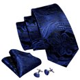 thumbnail image 2 of Barry.Wang Paisley Ties for Men Flower Silk Necktie Set with Handkerchief Cufflinks Wedding Party Business, 2 of 4