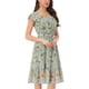 thumbnail image 4 of Vestido Midi de Invitada de Boda para Mujer INSPIRE CHIC con Cuello Cuadrado, Mangas de Volante y Estampado Floral en Verde Guisante Talla M, 4 of 5