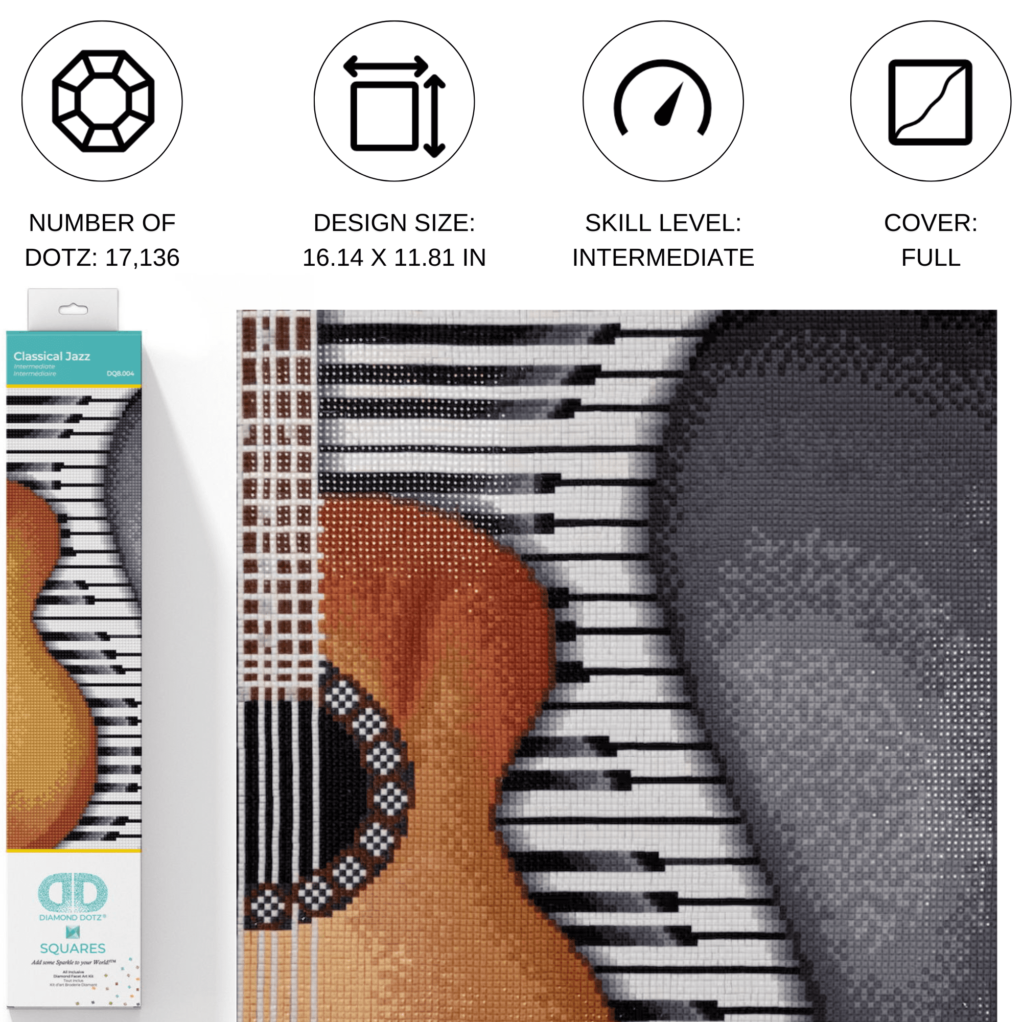 Diamond Dotz Classical Jazz Diamond Painting Kits for Adults - Diamond Art Kits a Relaxing Creative Craft Kit with Dotz Gems 16.1x11.8