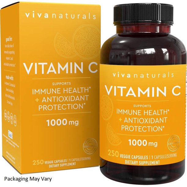 Vitamin C 1000mg (250 Capsules) NonGMO Vitamin C Supplements with