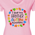 thumbnail image 4 of Inktastic I Love my Brother Autism Awareness Women's V-Neck T-Shirt, 4 of 5