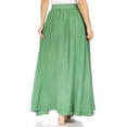 thumbnail image 4 of Sakkas Noemi Women's Long Maxi Summer Casual Boho Skirt Elastic Waist & Pockets - Sage Green - Plus Size, 4 of 5