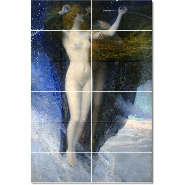 Ceramic Tile Mural-Eduard Veith Nudes Tile Mural Residential Renovations Design Idea. 48" w x 72" h using (24) 12 x 12 ceramic tiles