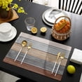 thumbnail image 4 of Placemats Set of 6, Retro Rustic Barn Wood Texture Polyester Stain Resistant Table Mats Washable Placemat Decoration for Kitchen Dining Table Ombre Ground Color Brown Grey, 4 of 6