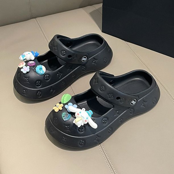 Sanrio-Zapatillas de Hello Kitty con dibujos animados para niña, pantuflas suaves con corazón, Cinnamoroll, antideslizantes, para baño familiar, Verano