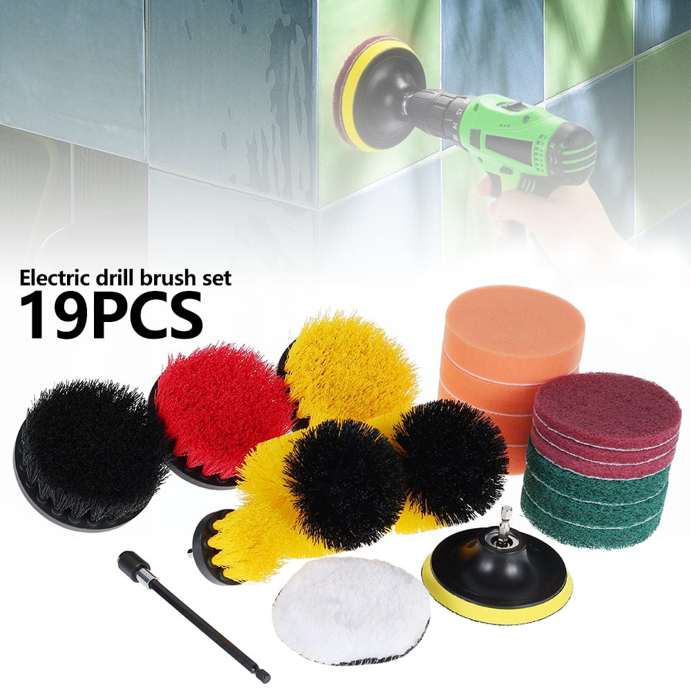 Drill Brush Attachment Set Power Scrubber Cleaning Kit Combo Scrub Tub Clean SET 