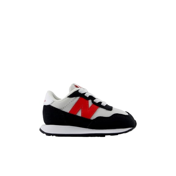 New Balance Kid's 237 V1 Bungee Sneaker, Grey Matter/True Red, 8 W Toddler