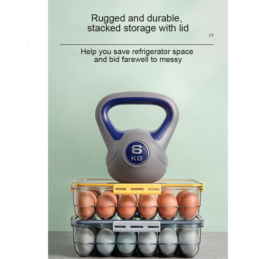 HannLk Transparent Refrigerator Egg Storage Holder Box 18-Grid/24Grid Kitchen Freshness