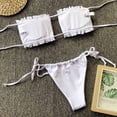 thumbnail image 3 of Bikini Plus Size Ruched Bathing Suit Two Piece Outfits for Women White , Sizes S-L, 3 of 6