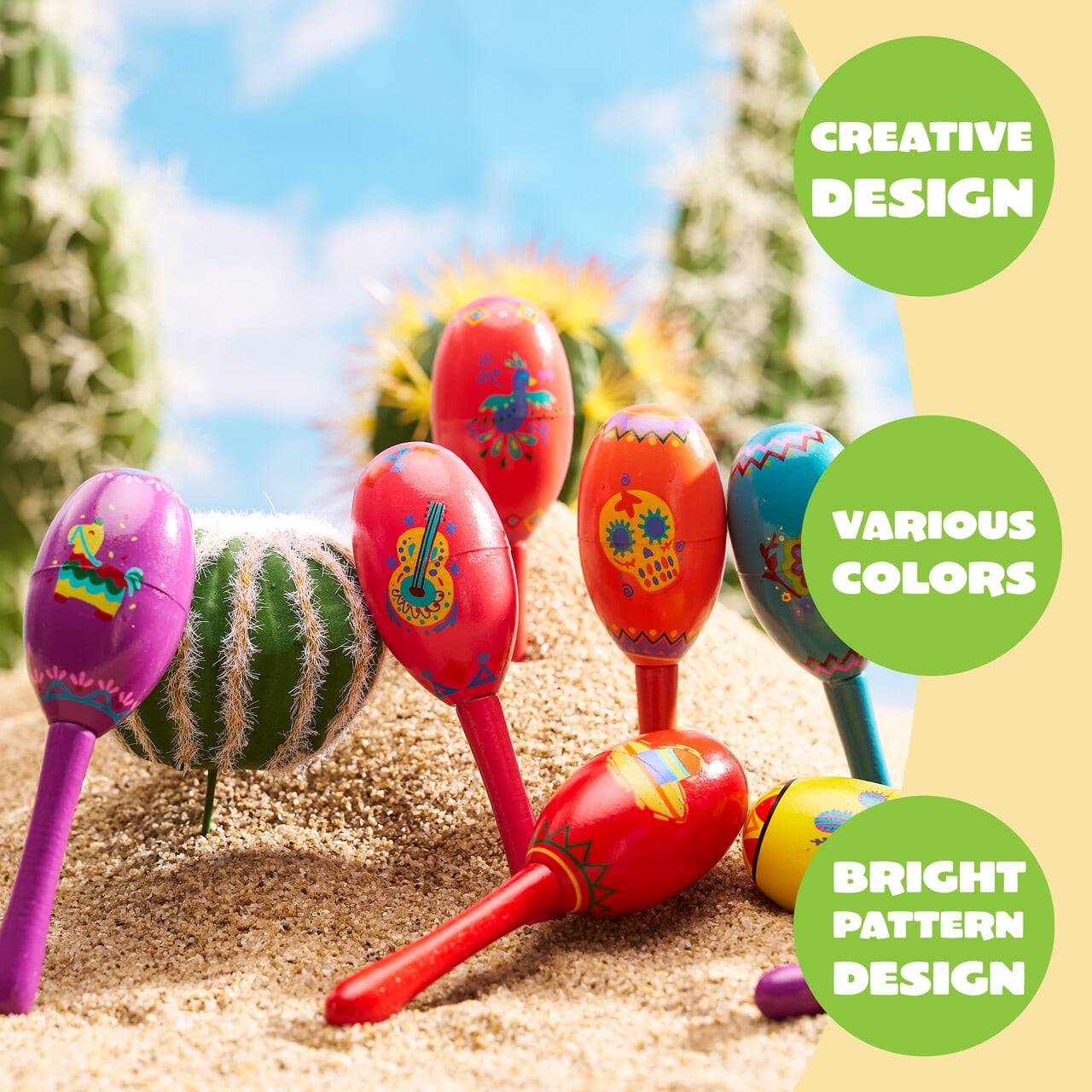 Joyfy 24 Pcs Cinco De Mayo Mini Wooden Maracas Musical Party Favors for Birthday Party Favors, Mexican Fiesta Decorations, Luau Photo Props, Carnivals Event, Taco Tuesday