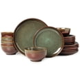 thumbnail image 1 of Juego de vajilla Pokini de gres de 18 piezas, marrón y verde, 1 of 7