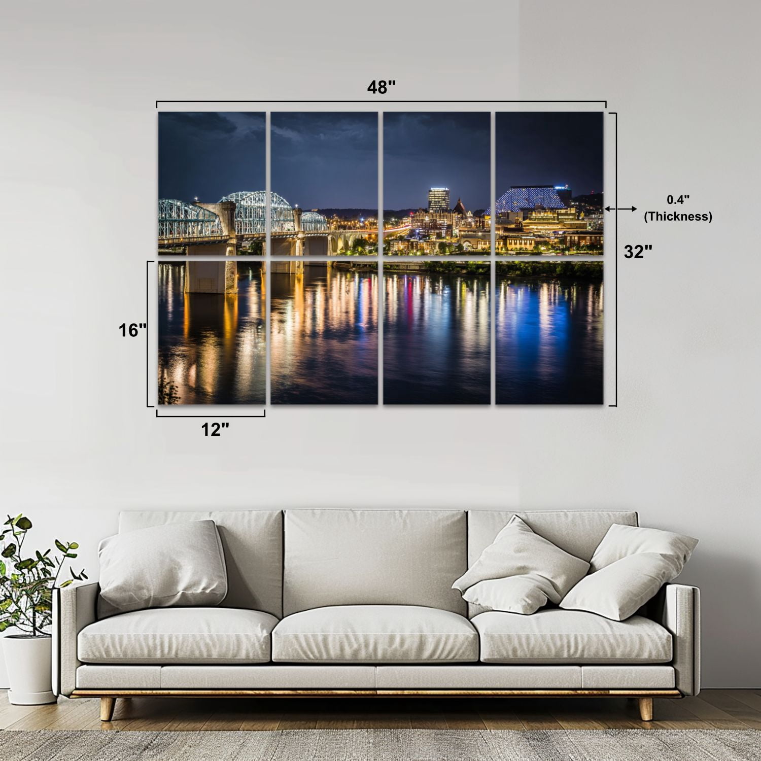 8 Pack Art Acoustic Panels Sound Absorbing Chattanooga Tennessee Decorative Soundproof Wall Panels Self Adhesive for Nursery Game Room Bedroom 48"x32"